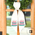 Embroidered Birthday Cake Wreath Sash – Festive Door Decor for Celebrations