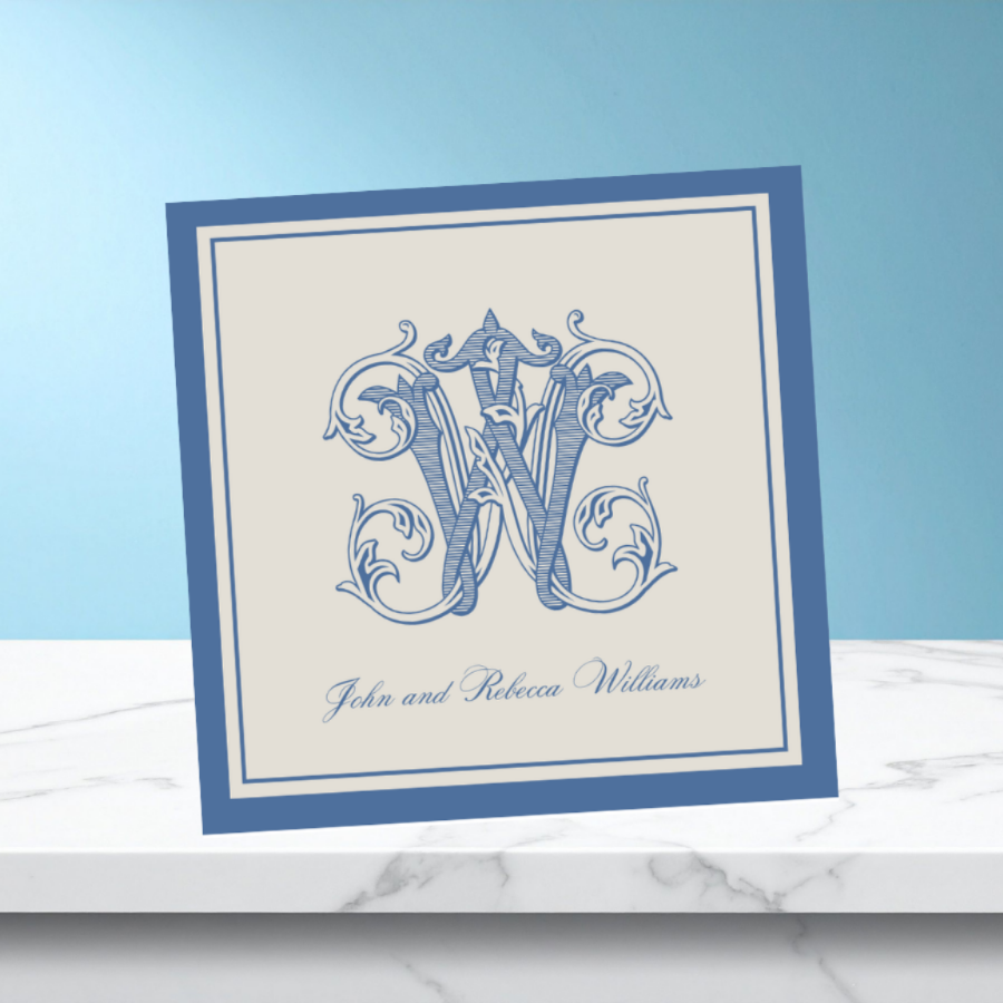 Personalized Classic Blue Monogram Calling Cards