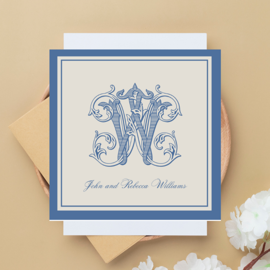 Personalized Classic Blue Monogram Calling Cards