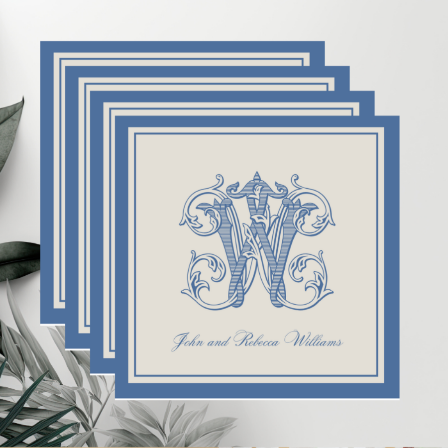 Personalized Classic Blue Monogram Calling Cards