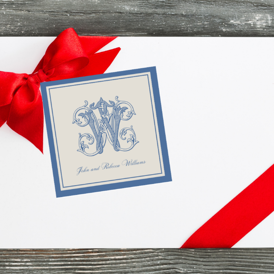 Personalized Classic Blue Monogram Calling Cards