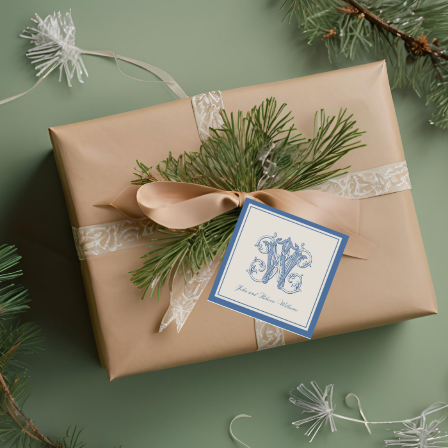 Personalized Classic Blue Monogram Calling Cards