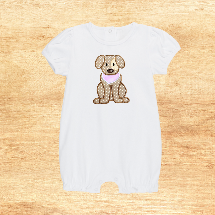 Appliqué Puppy Baby Romper – Girl & Boy Styles Available