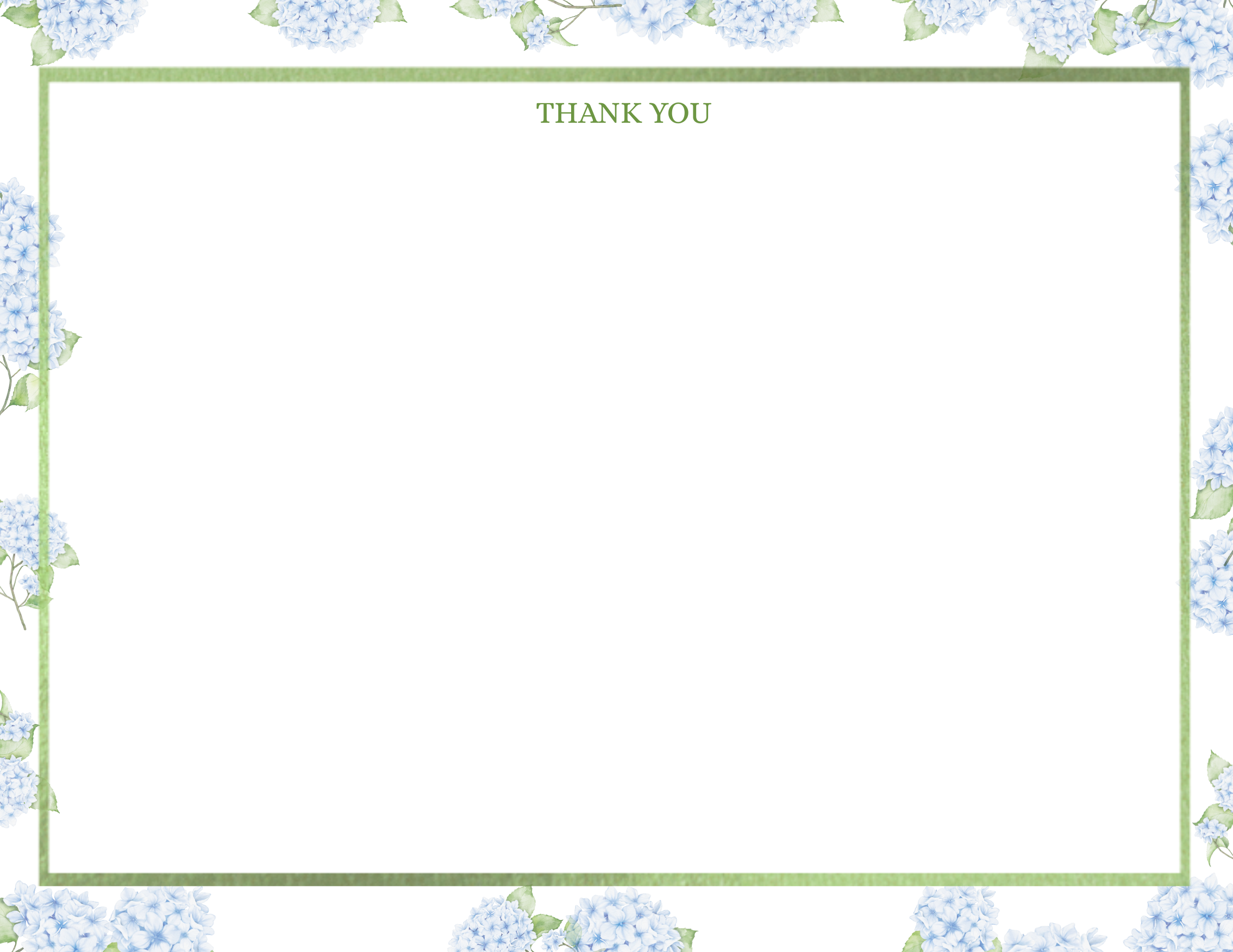 Blue Hydrangea Personalized Notecard – Custom Name Stationery