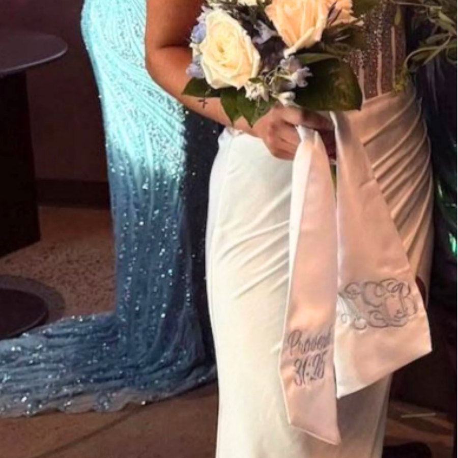 Personalized Prom Bouquet Sash – Custom School Name & Year Bouquet Wrap