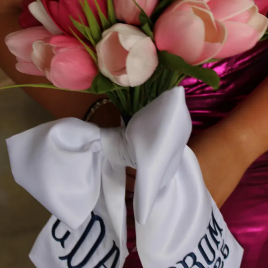 Personalized Prom Bouquet Sash – Custom School Name & Year Bouquet Wrap