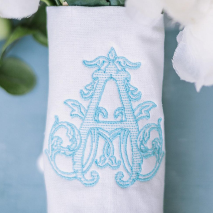 Personalized Bride’s Bouquet Wrap – Embroidered Monogram Wedding Bouquet Sash