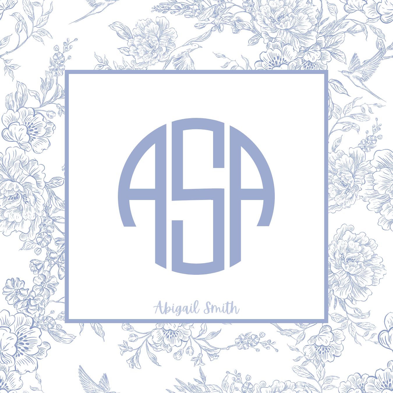 Blue Floral Monogram Gift Tags – Premium Cardstock, Hand Prepared