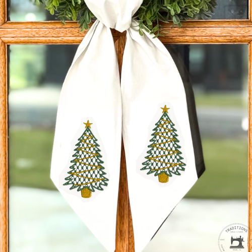 Chic Christmas Tree Monogram Wreath Sash
