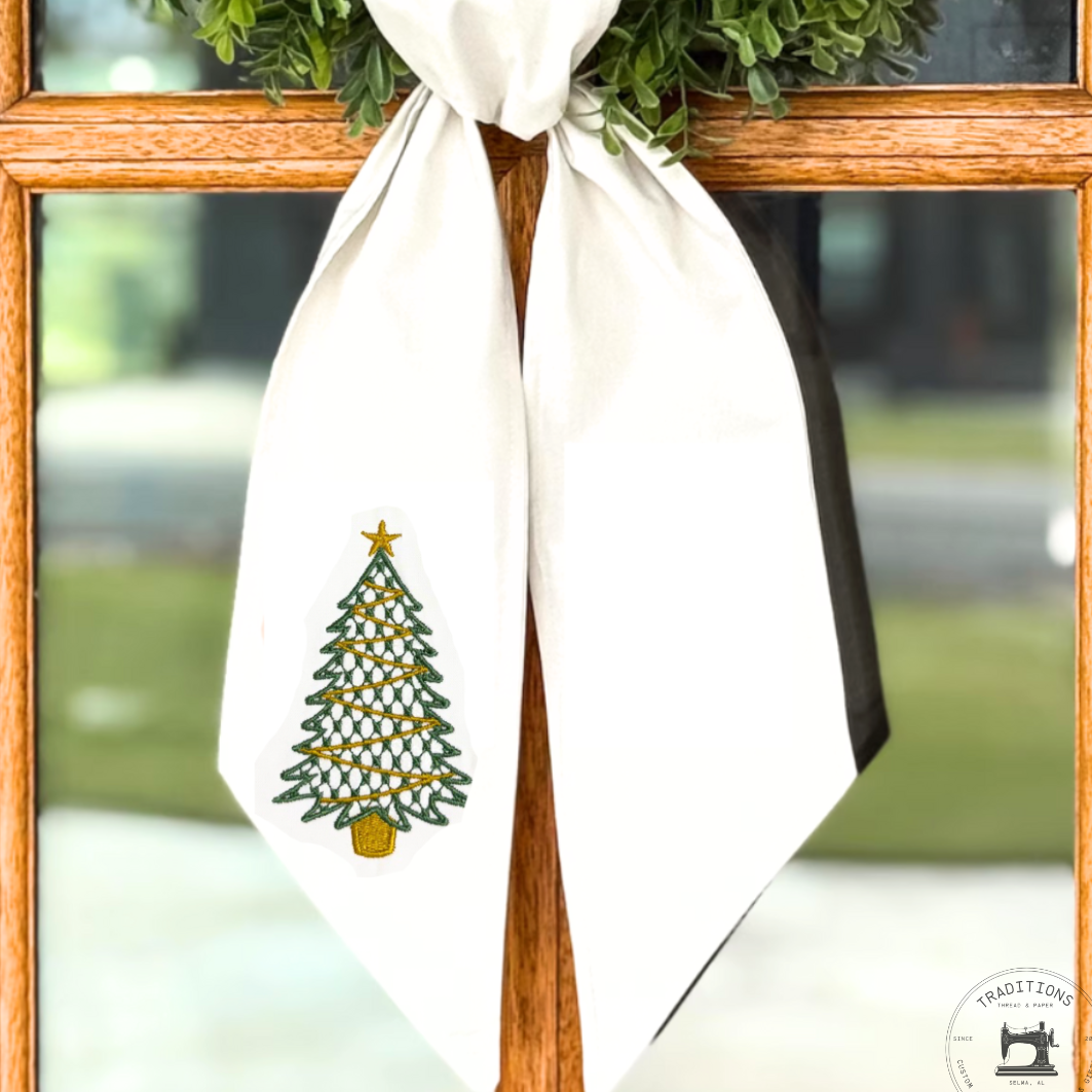 Chic Christmas Tree Monogram Wreath Sash