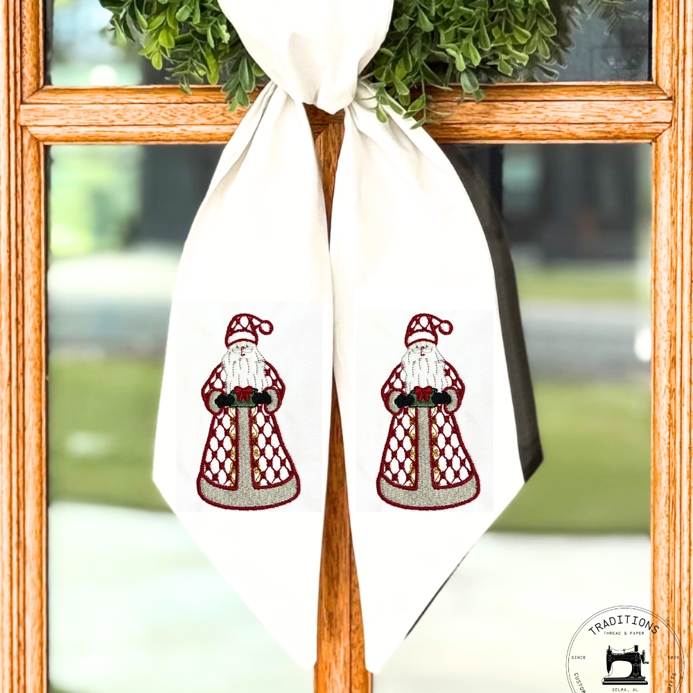 Chic Santa Monogram Wreath Sash – Christmas Embroidered Decor