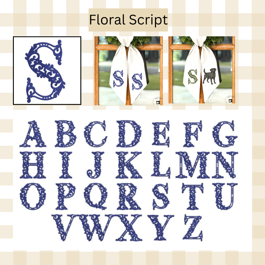 Floral Script Monogram Wreath Sash – Personalized Initial