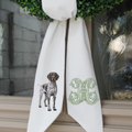 Personalized German Shorthaired Pointer Wreath Sash – Monogram “W” – Cotton & Canvas, 54" × 5"