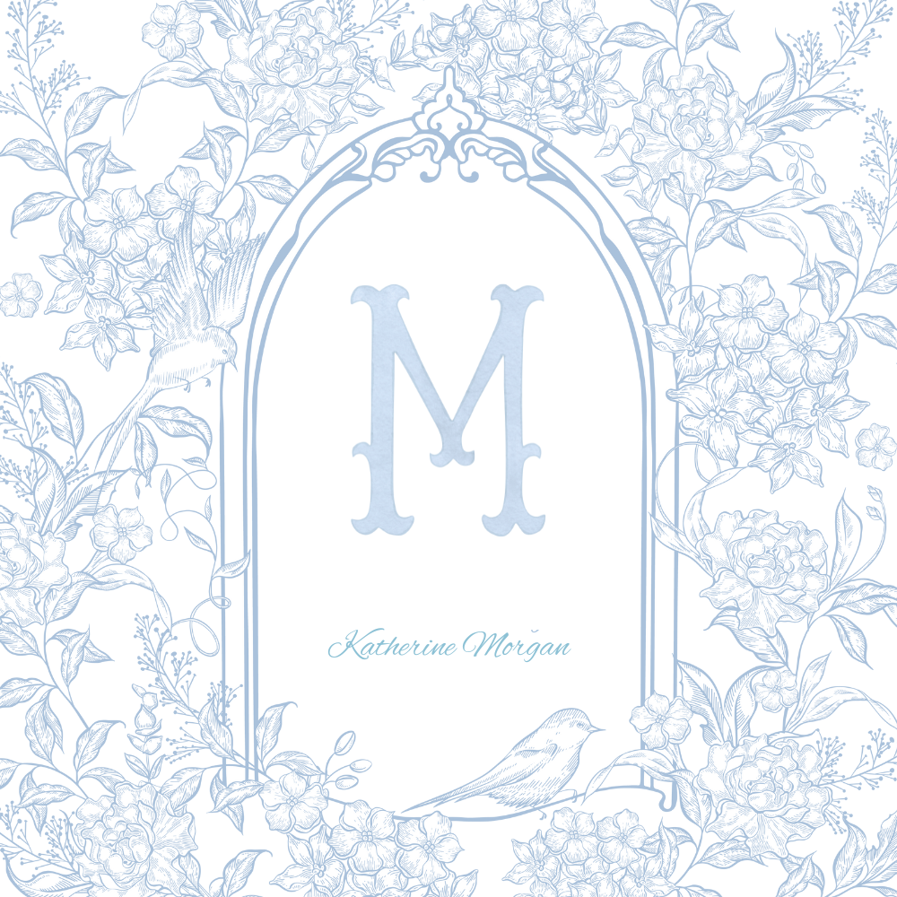 Blue Floral Monogram Gift Tag