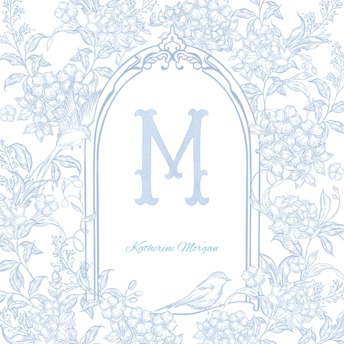 Blue Floral Monogram Gift Tag