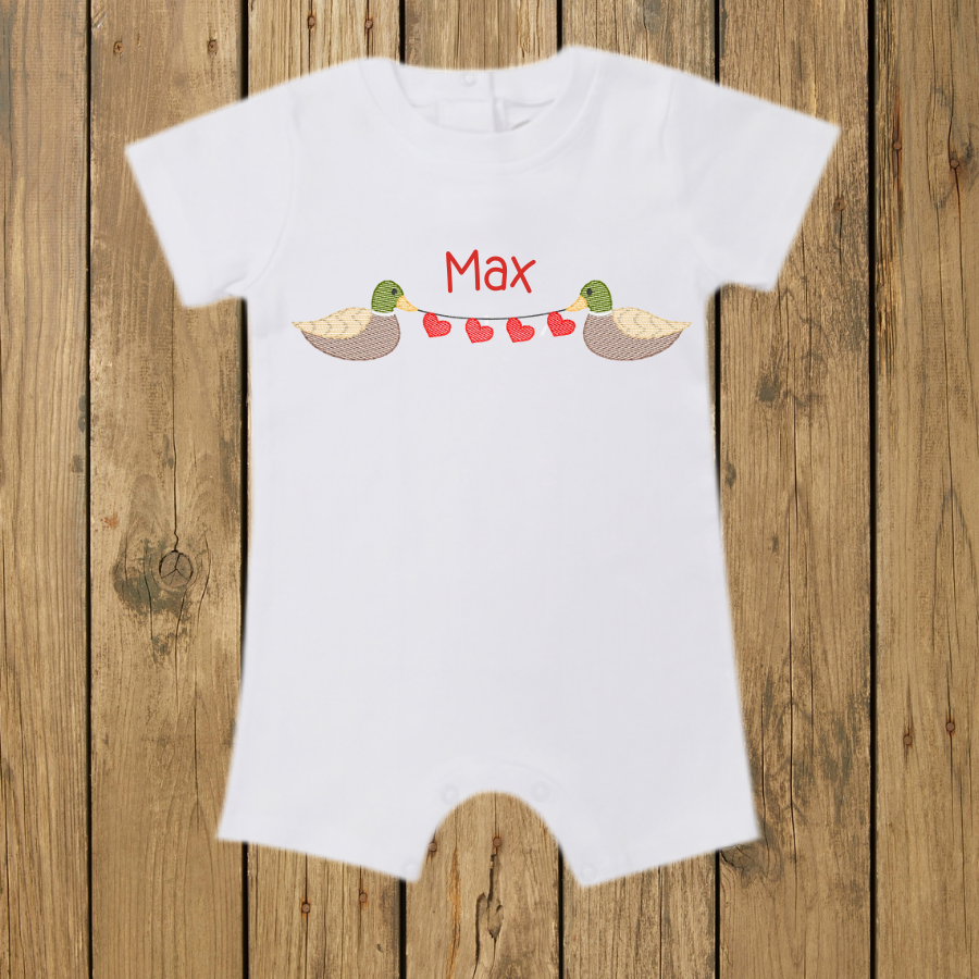 Personalized Appliqué Duck Baby Romper – Custom Name Infant Outfit