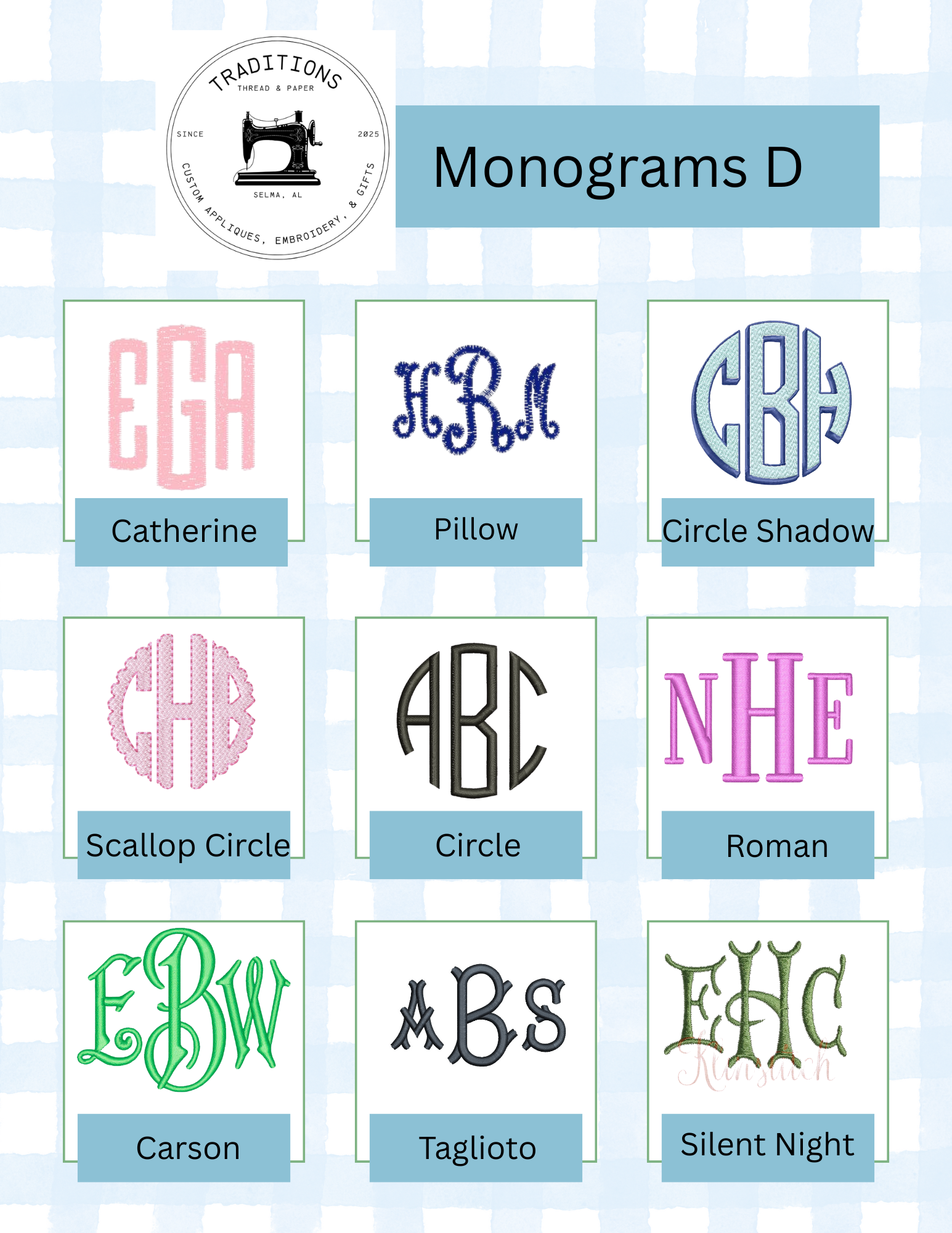 Embroidered Monogram & Christmas Tree Wreath Sash – Personalized Holiday Door Décor