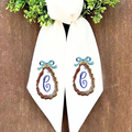 Personalized Oyster Shell Wreath Sash | Coastal Monogram Wreath Sash