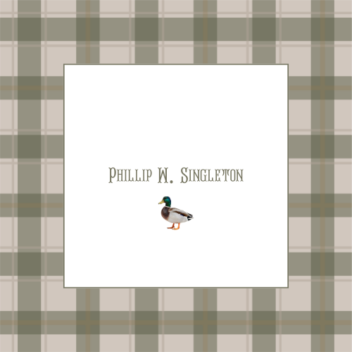 Personalized Duck Enclosure Card – Custom Name Stationery Insert – Classic Plaid Design