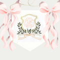 Personalized Blush Bow Baby Banner – Embroidered Monogram Nursery Decor