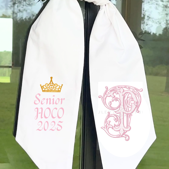 Vintage Vine Monogram Wreath Sash | Embroidered Door Decor