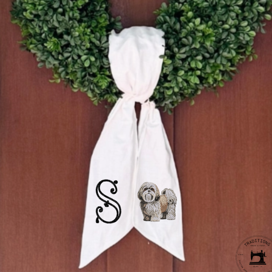 Personalized Shih Tzu Wreath Sash with Monogram