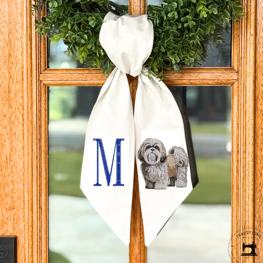 Personalized Shih Tzu Wreath Sash with Monogram