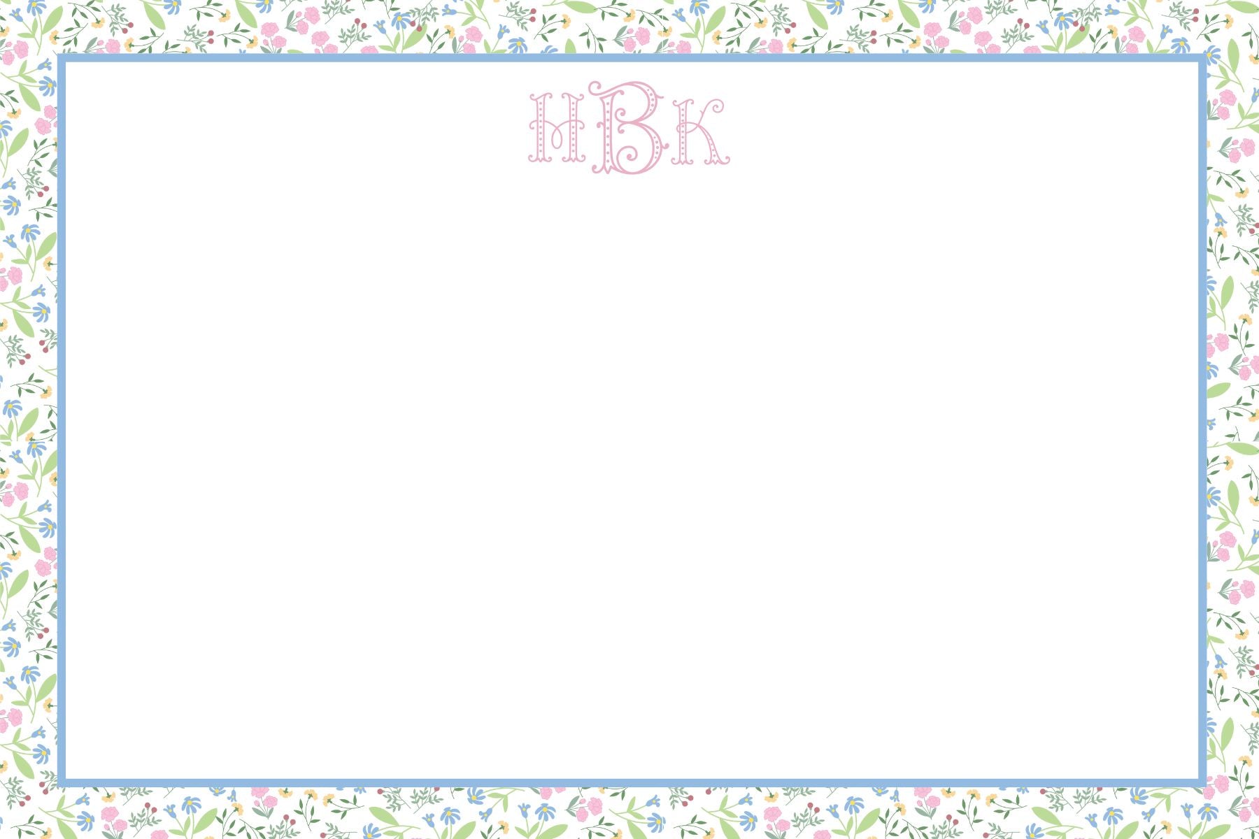 Personalized Floral Note Cards, Custom Monogram Stationery, 4x6 Thank You Cards