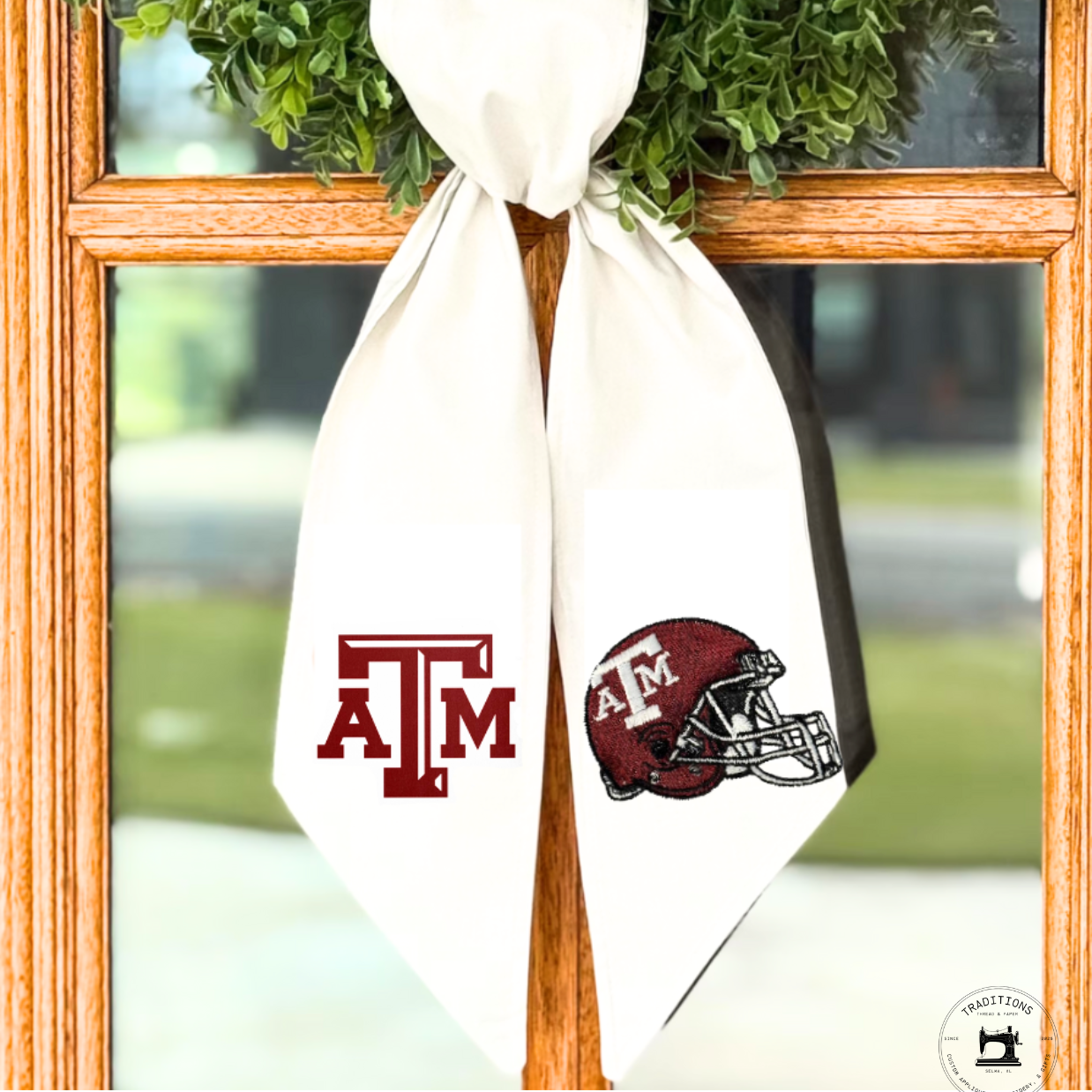 Texas A&M Wreath Sash – Game Day Embroidered Decor