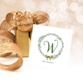 Green Wreath Monogram Calling Cards