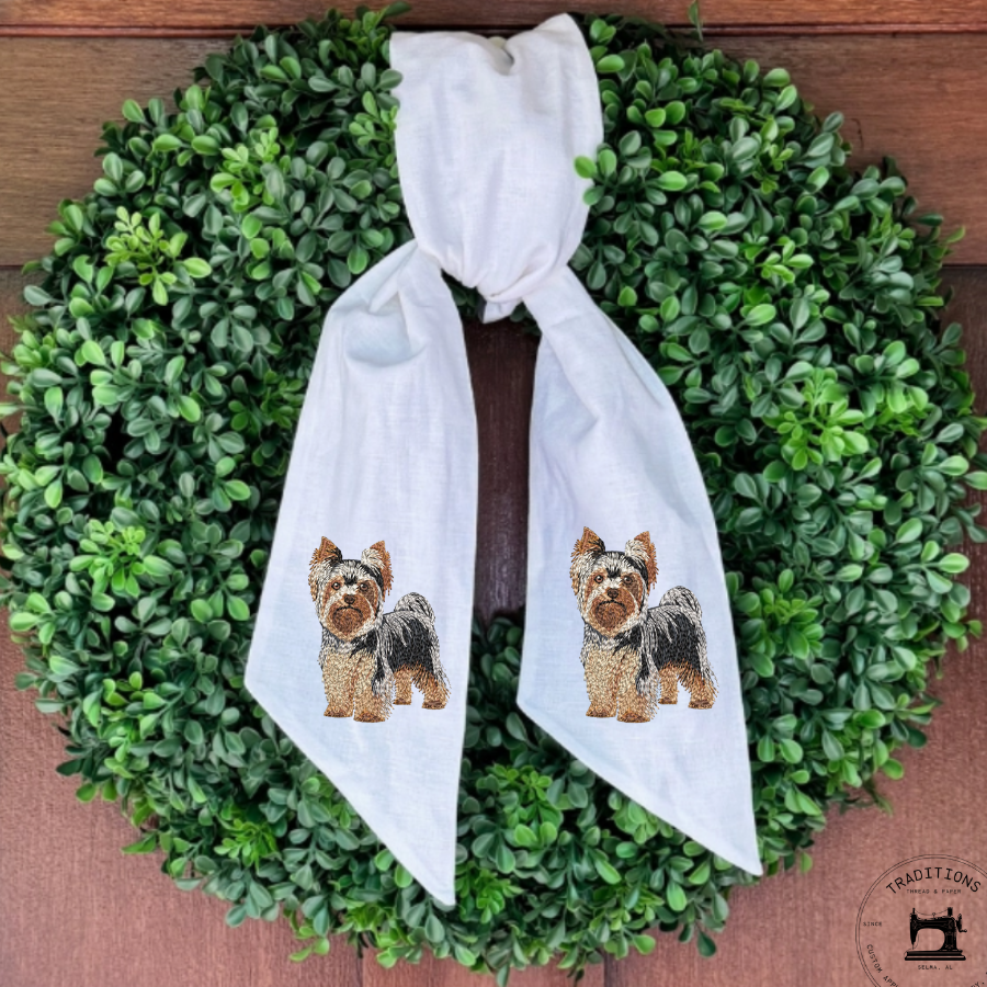 Personalized Yorkshire Terrier Wreath Sash with Monogram