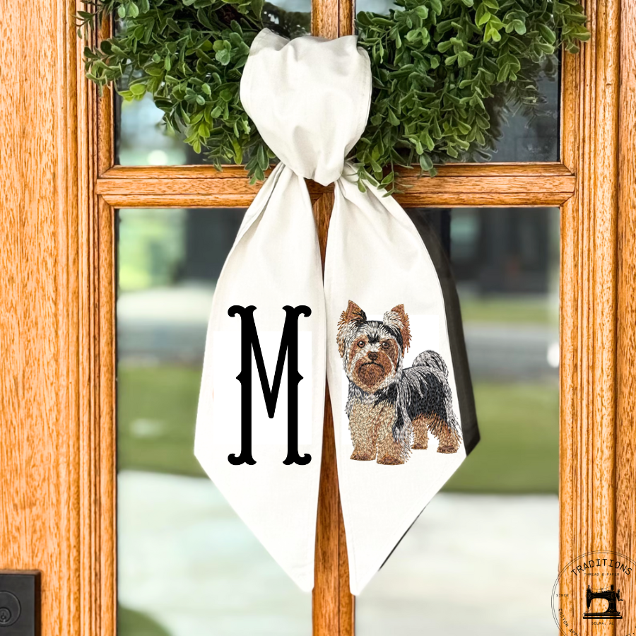 Personalized Yorkshire Terrier Wreath Sash with Monogram