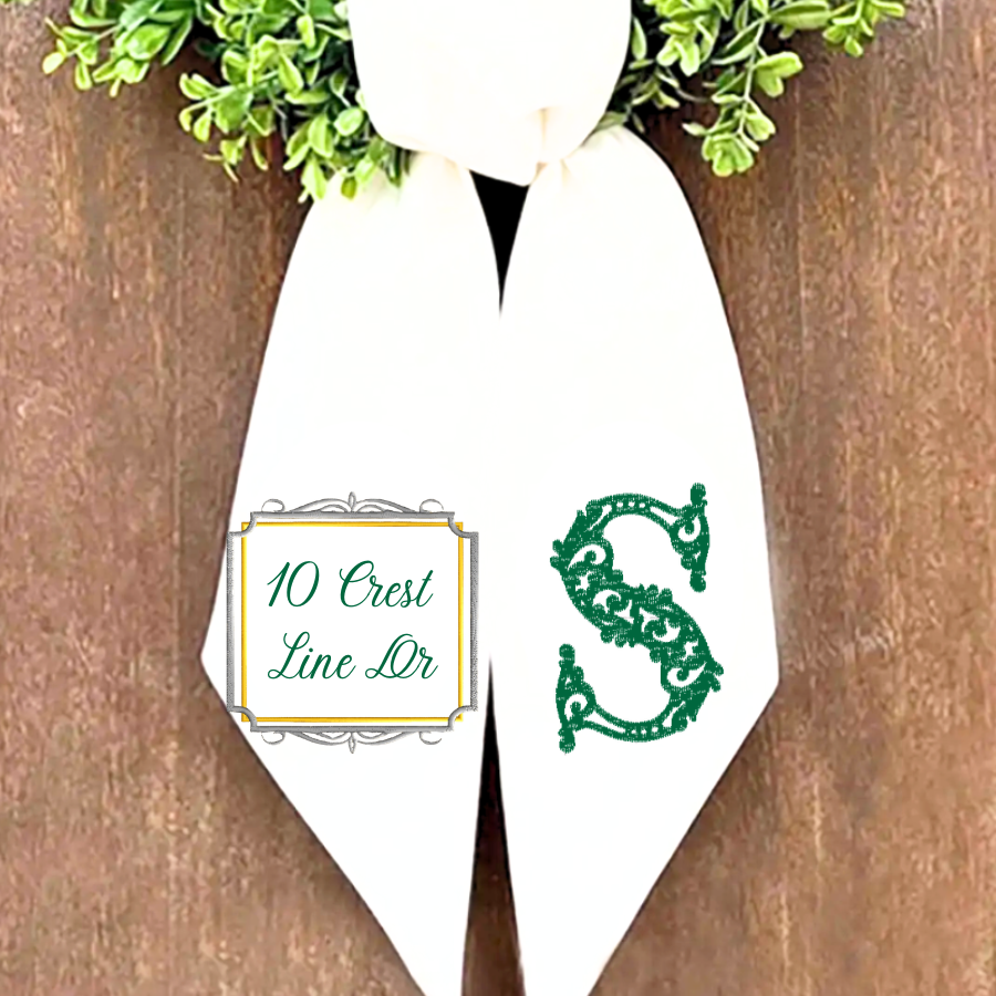 Floral Script Monogram Wreath Sash