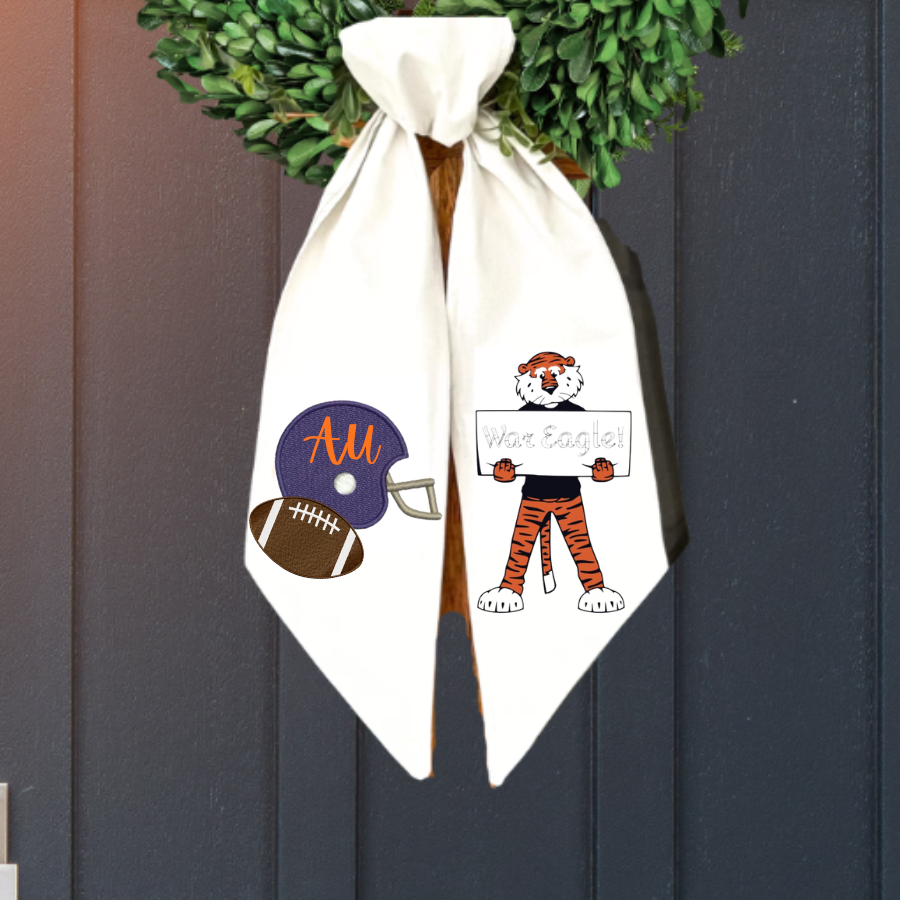 Personalized Auburn Football Wreath Sash
