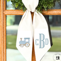 Personalized Baby Boy Train Wreath Sash – Monogrammed New Baby Door Décor