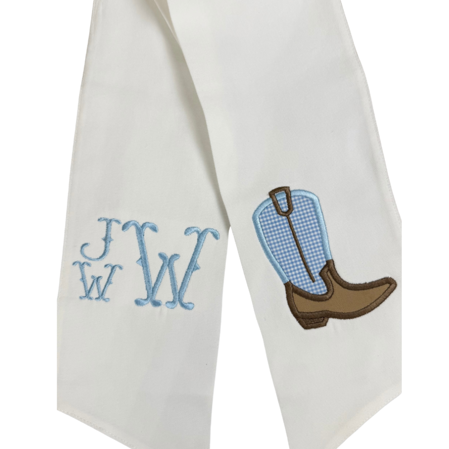 Personalized Baby Boy Cowboy Boot Wreath Sash | Western Nursery Decor | Custom Monogram Wreath Sash | Baby Announcement Gift