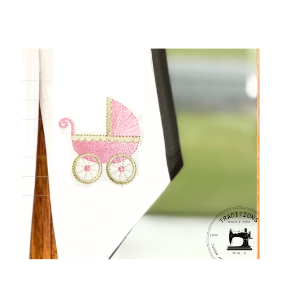 Personalized Baby Carriage Wreath Sash | Baby Girl Door Decor | Custom Nursery Wreath Sash | Birth Announcement Sash