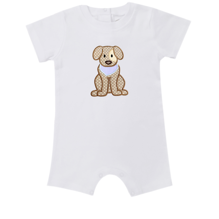Appliqué Puppy Baby Romper – Girl & Boy Styles Available