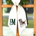 Personalized Beagle Wreath Sash | Beagle Front Door Decor | Custom Initial Dog Wreath Sash