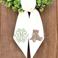 Personalized Teddy Bear Baby Wreath Sash | Monogrammed Nursery Door Decor