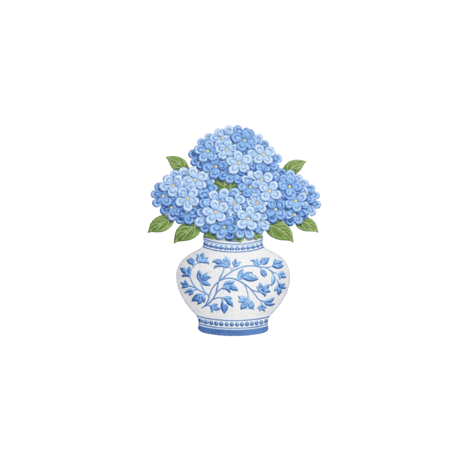 Personalized Blue Hydrangea Wreath Sash