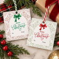 Classic Christmas Gift Tags | Red & Green Bow Gift Tags | Set of 24