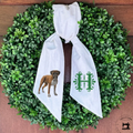 Personalized Boxer Dog Wreath Sash with Monogram – Embroidered Door Décor