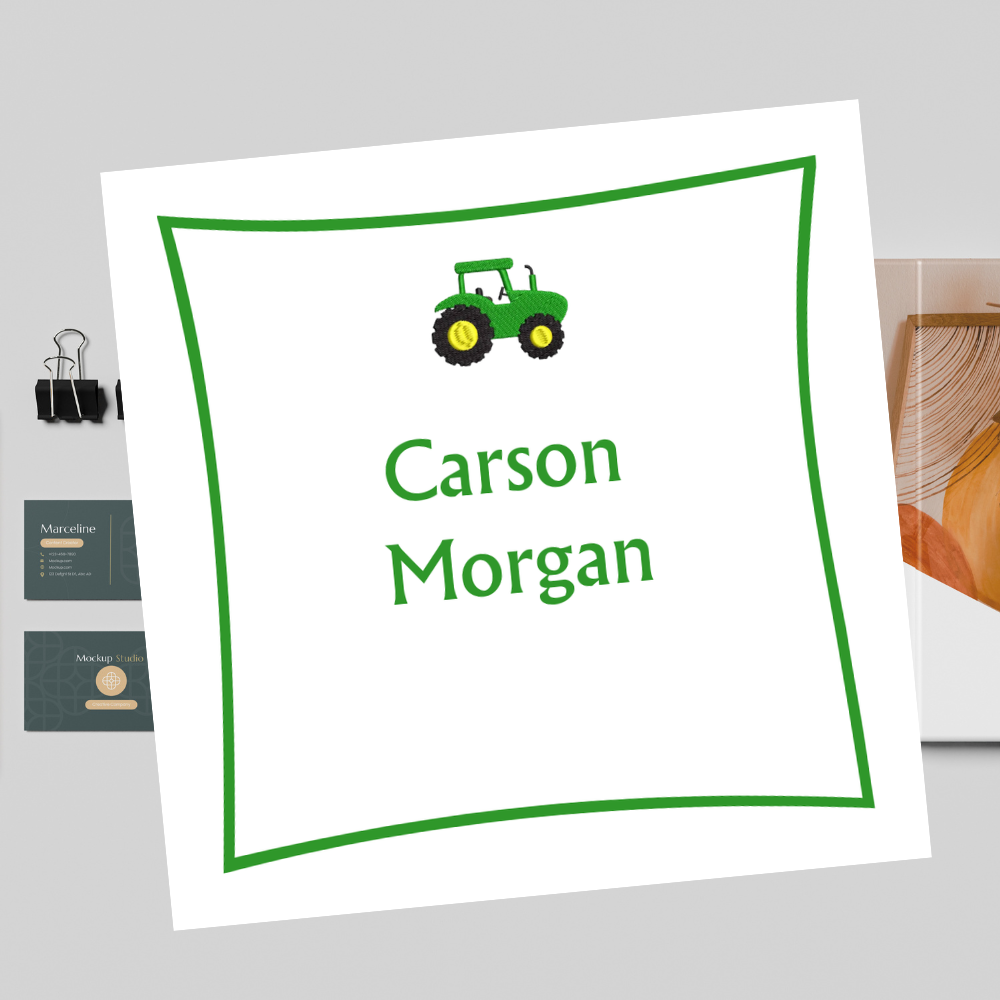 Green Tractor Personalized Gift Tag