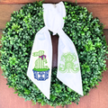 Personalized Chinoiserie Bunny Wreath Sash – Monogrammed Easter & Spring Door Décor