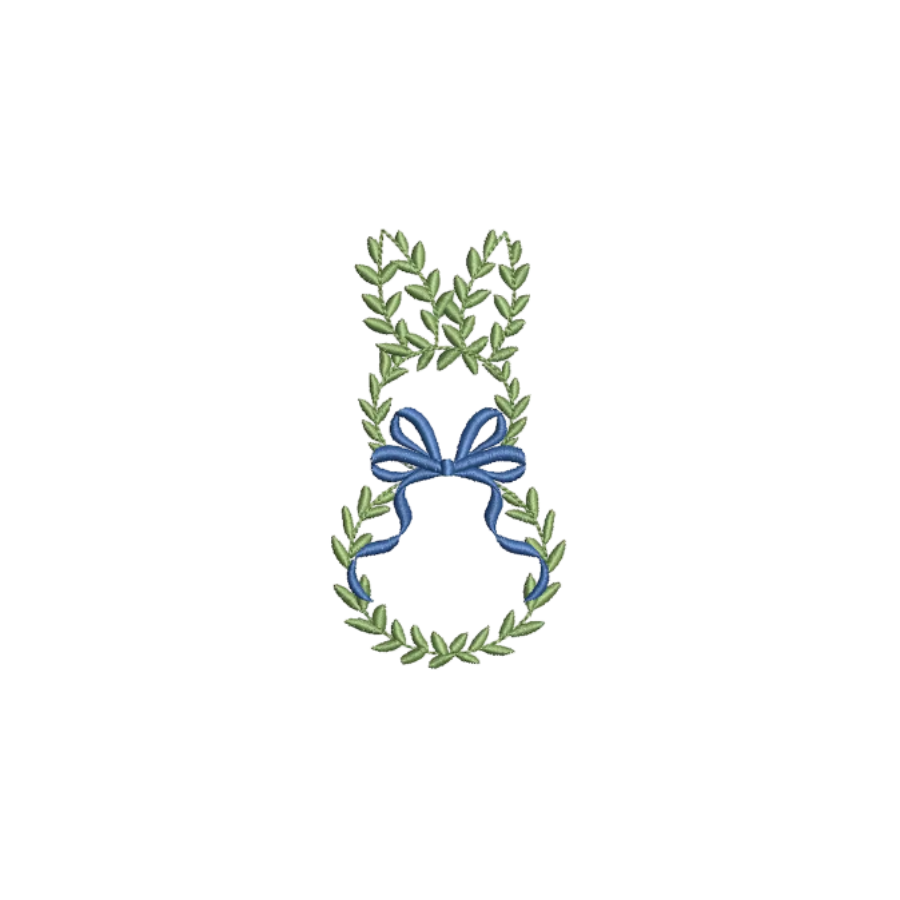 Personalized Chinoiserie Easter Wreath Sash | Monogram Bunny & Ginger Jar Embroidery