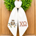 Chi Omega Wreath Sash | Embroidered Owl & Greek Letters