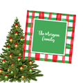 Red and Green Plaid Family Gift Tag – “The Morgan Family” Square Card