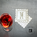 Custom Monogrammed Linen Cocktail Napkins – Set of 4 Hand-Cut Scalloped Edge Coasters