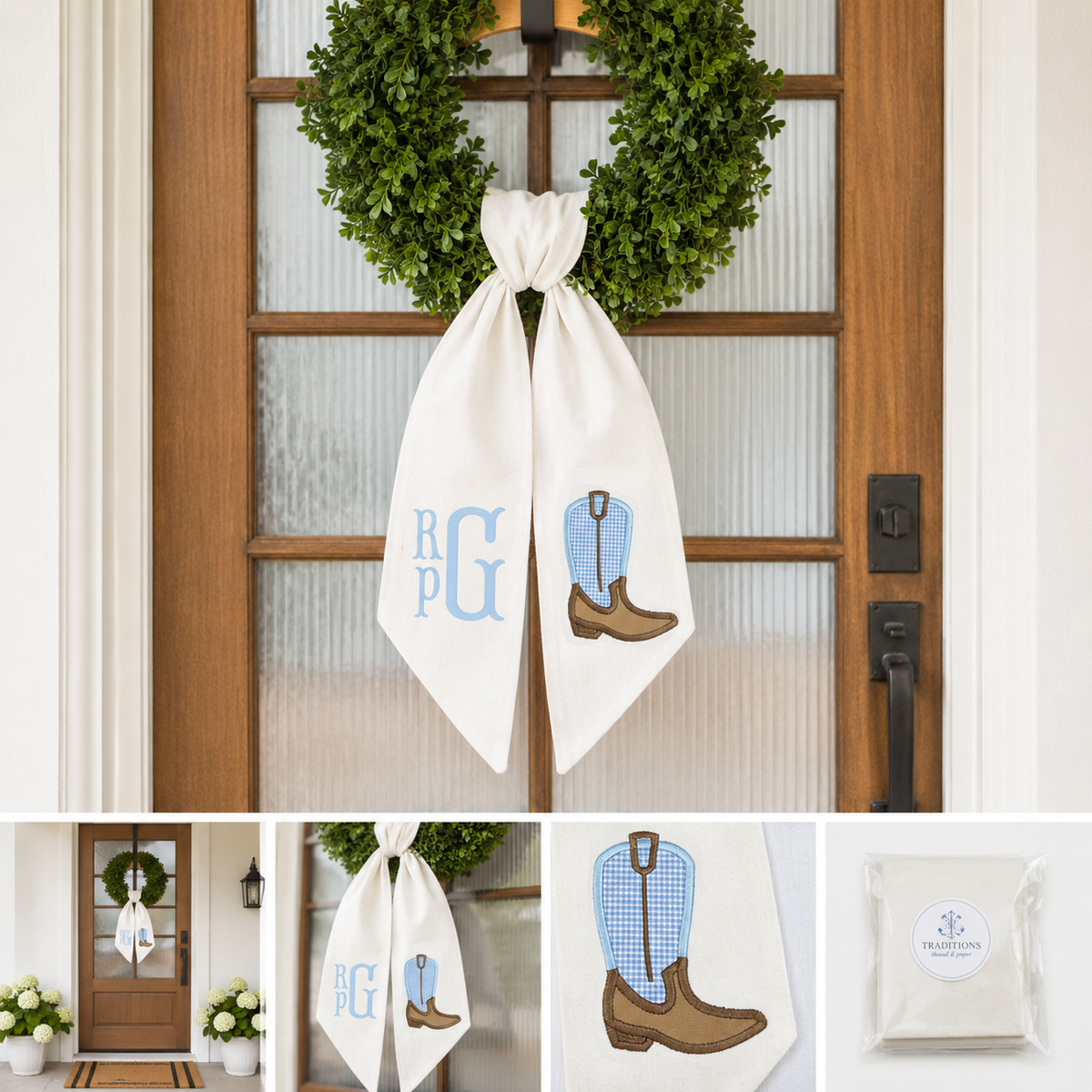 Personalized Baby Boy Cowboy Boot Wreath Sash | Western Nursery Decor | Custom Monogram Wreath Sash | Baby Announcement Gift